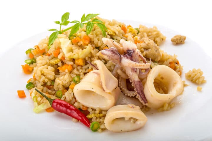 Receta de calamares guisados con arroz