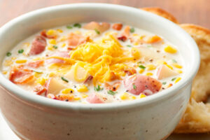 Sopa de maíz con beicon