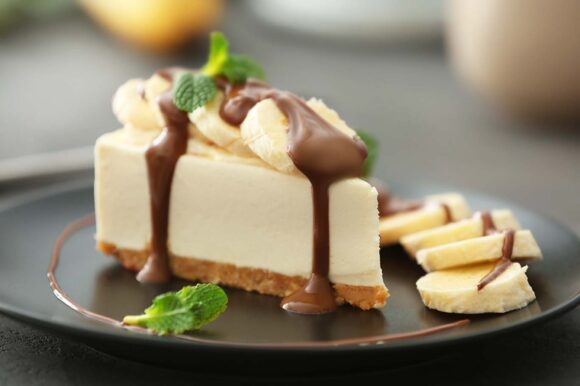 Tarta de queso y plátano