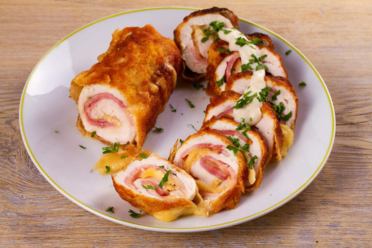 Receta de rollitos de pollo con jamón y queso