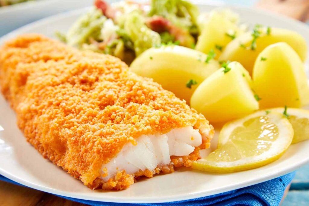 Filete de bacalao empanado