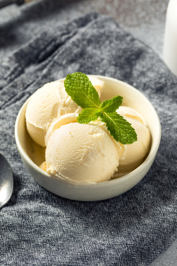 Presentación del helado de vainilla