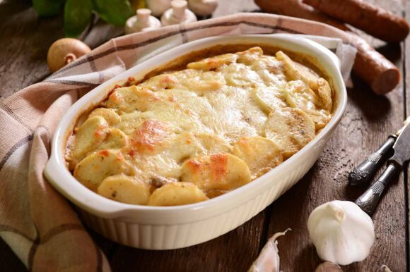 Patatas al horno con queso roquefort