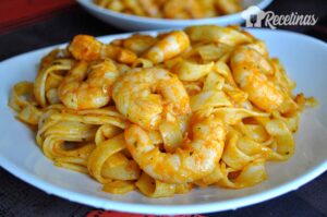Receta de tallarines con langostinos