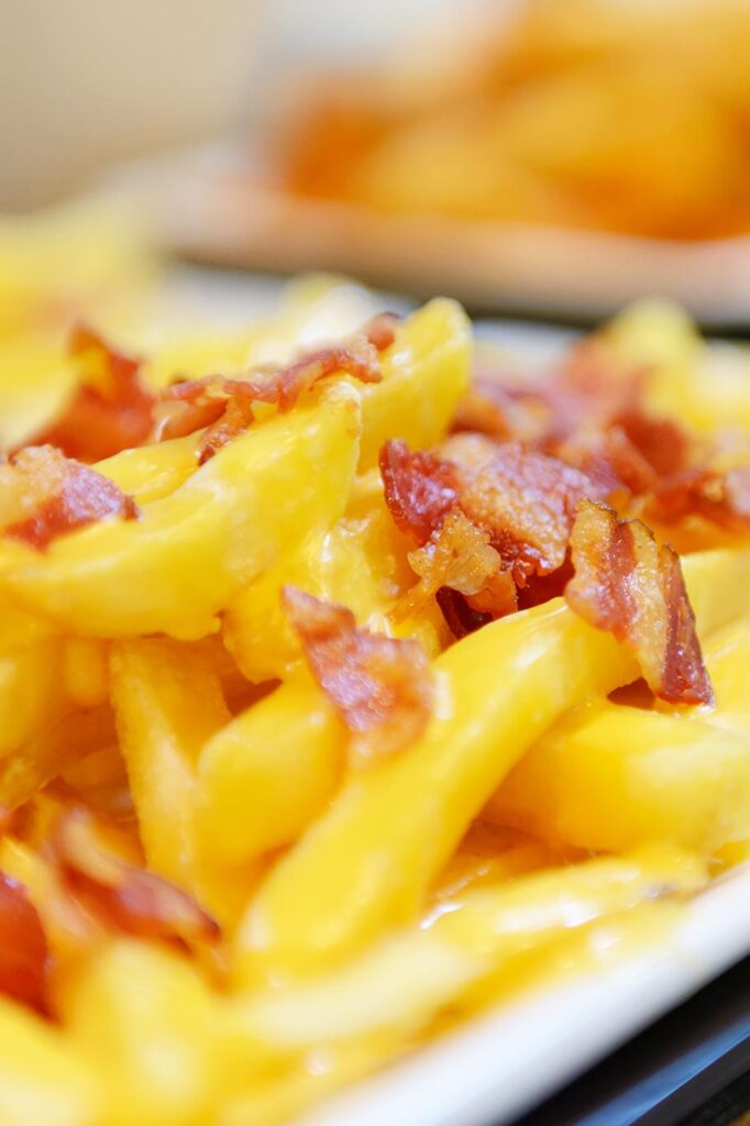 Vista de las bacon cheese fries