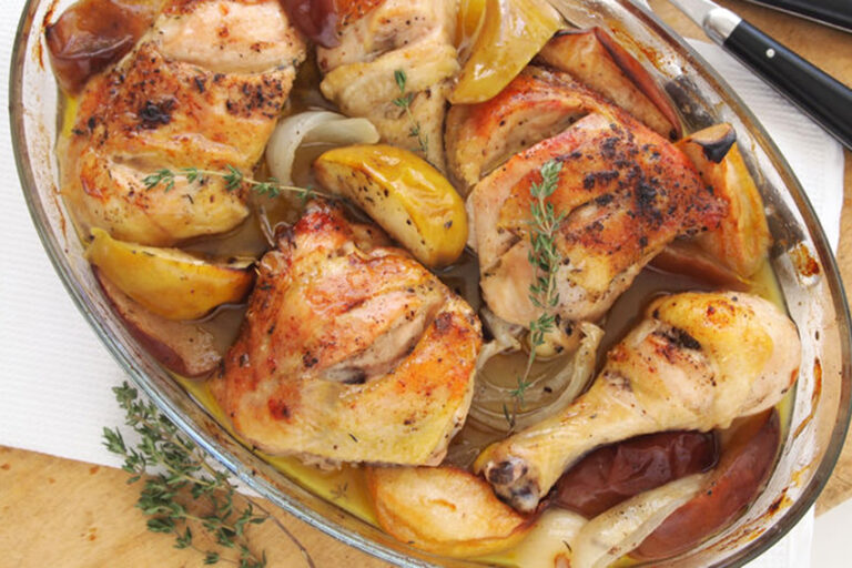 Receta de pollo al horno con manzana