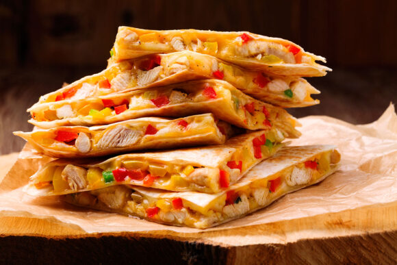 Quesadillas de pollo con verduras