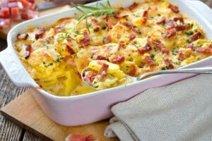 Receta de pastel de patata con bacon y queso