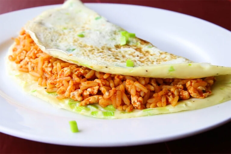 Receta de tortilla rellena de arroz con pavo