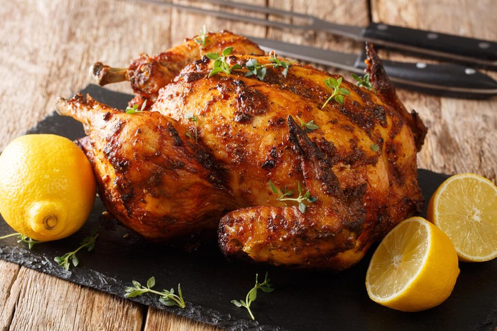 Pollo asado de corral jugoso