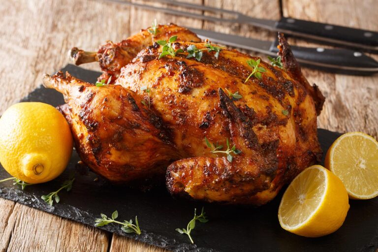 Pollo asado de corral jugoso