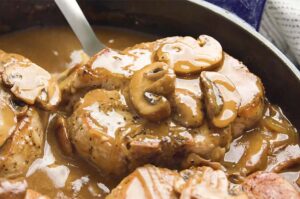 Receta de chuletas de cerdo con champiñones
