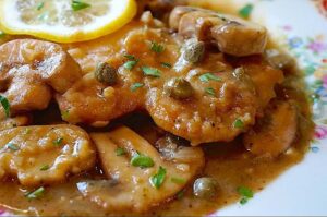 Receta de pollo al limón con champiñones