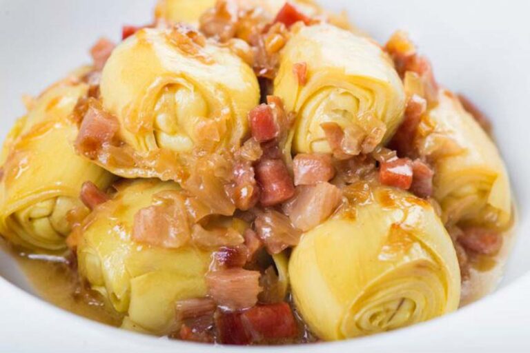 Receta de alcachofas con panceta