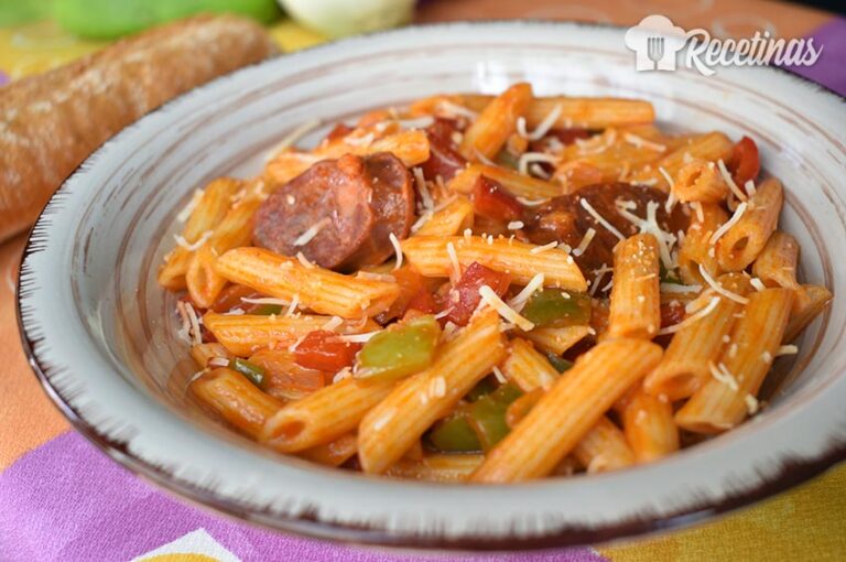 Receta de macarrones con verduras y chorizo