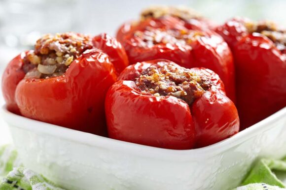 Pimientos rellenos de carne picada