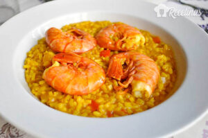 Receta de arroz meloso con gambones