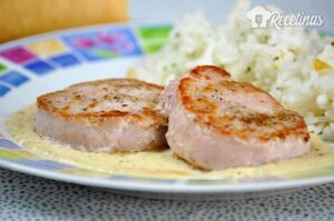 Receta de solomillo de cerdo a la pimienta con arroz