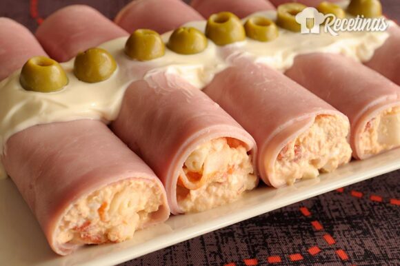Canelones fríos de jamón cocido