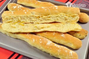 Recta de flautas de pan con aceitunas