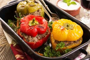 Receta de pimientos asados rellenos de carne