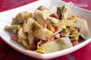 Receta de alcachofas con jamón