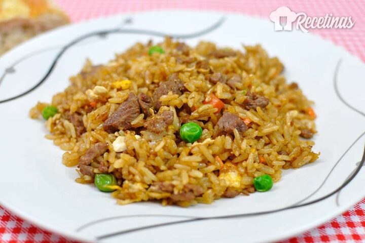Receta de arroz frito con ternera