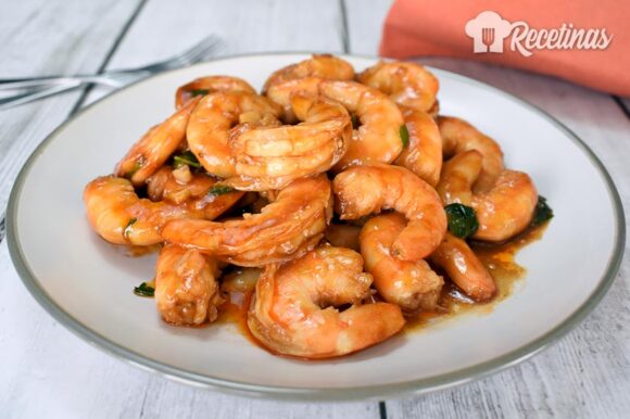Langostinos en salsa de ostras