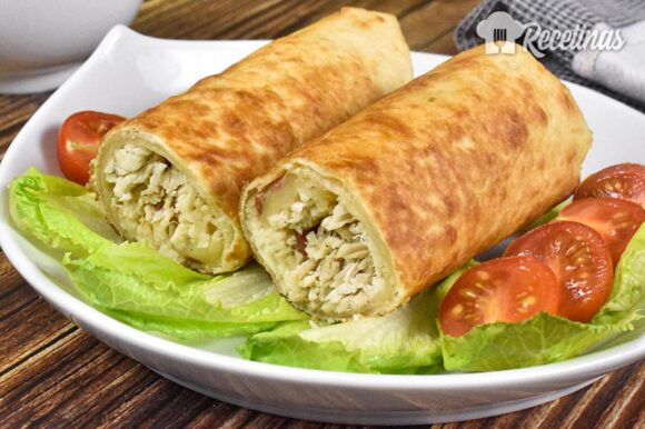 Flautas de pollo y beicon