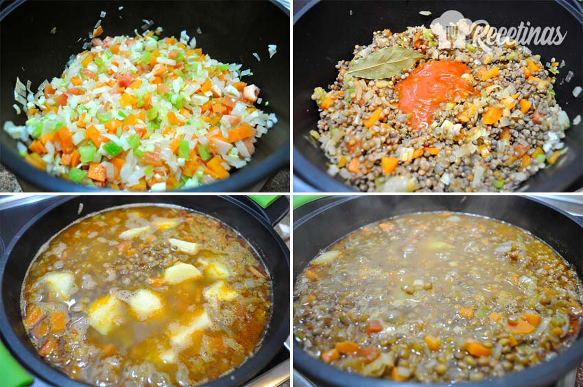 Cómo cocinar unas lentejas con verduras.