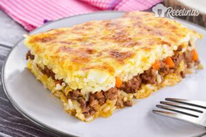 Receta de pastel de arroz con carne picada