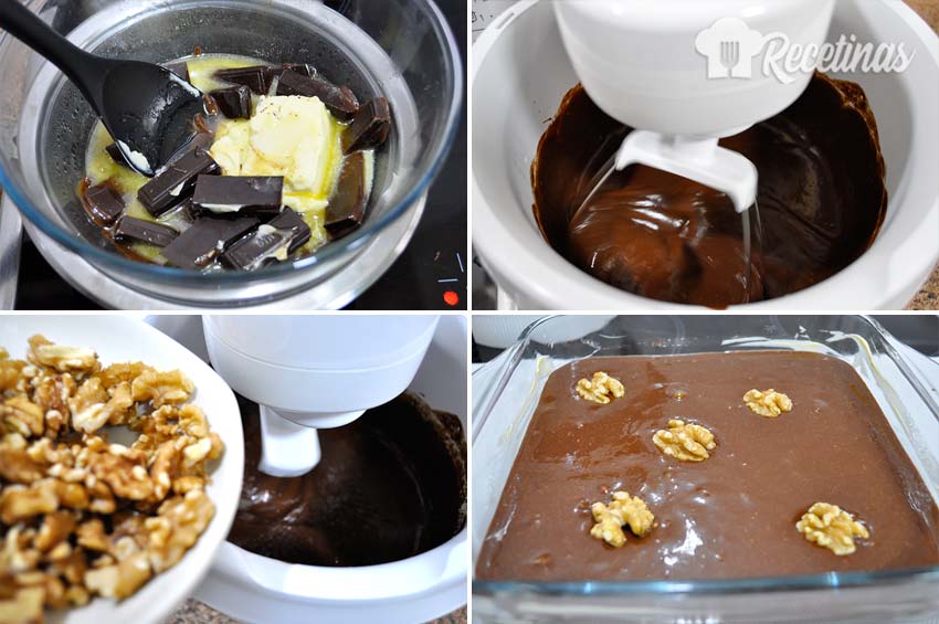 Preparación del brownie de almendras sin azúcar.
