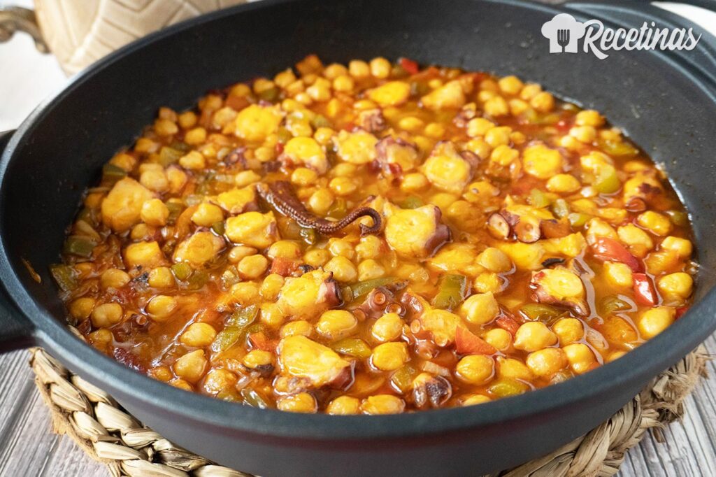 Guiso de garbanzos con pulpo Recetinas