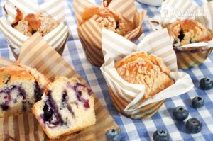Receta de muffins de arándanos.