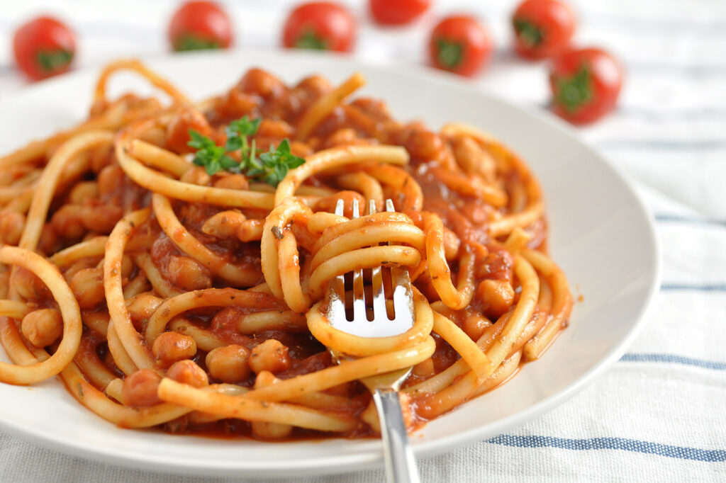 Receta de espaguetis con garbanzos