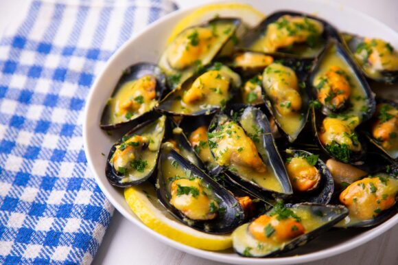 Mejillones con salsa de mostaza