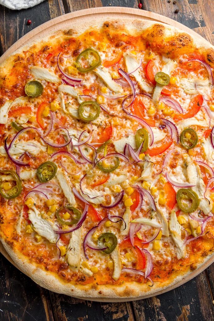 Vista de la pizza mexicana