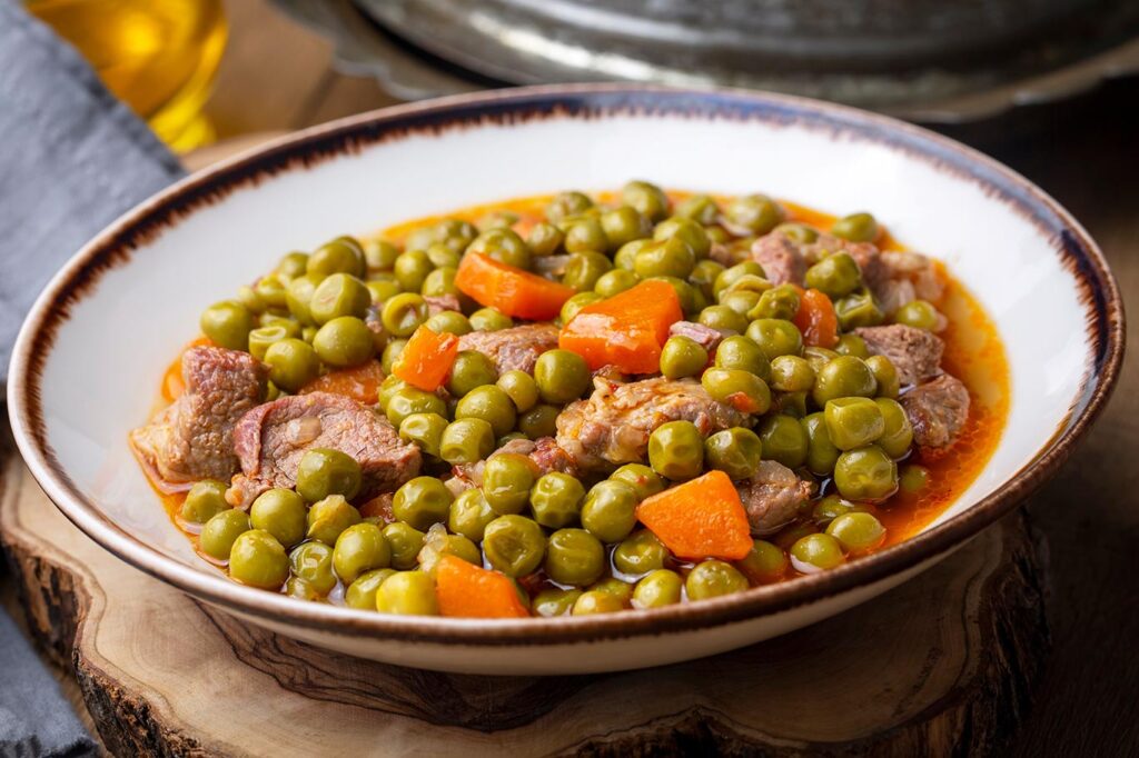 Receta de carne con guisantes