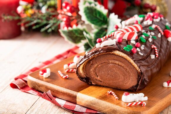 Tronco navideño de chocolate