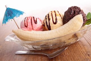 Receta tradicional de Banana split