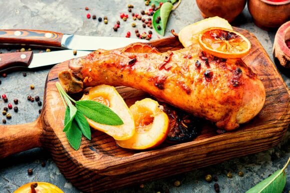 Muslos de pavo con peras