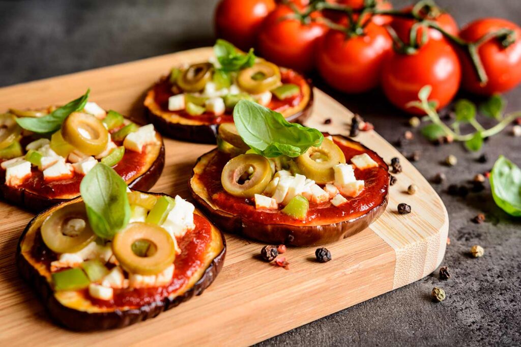 Receta de mini pizzas de berenjena