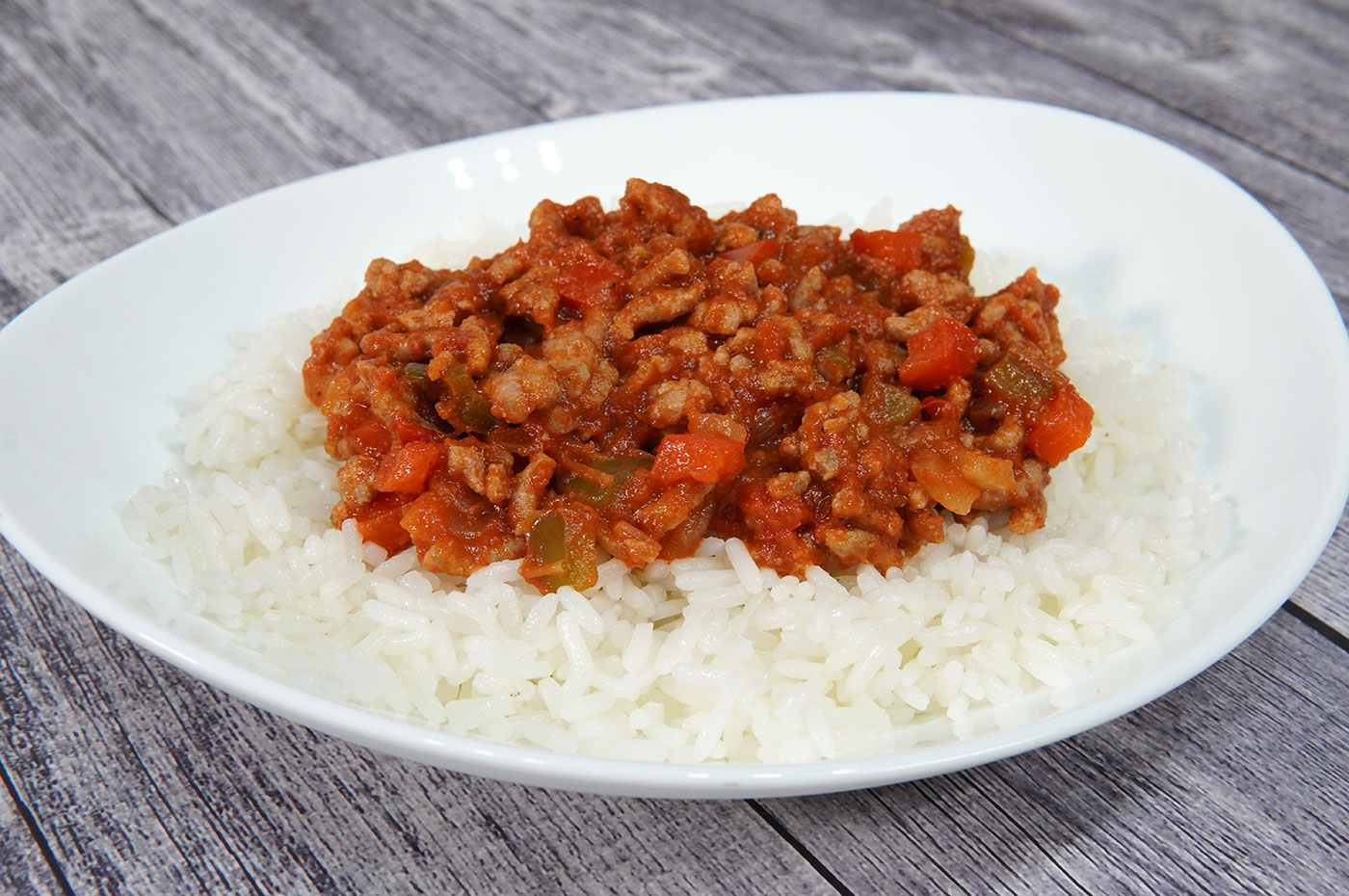 Arroz con carne picada