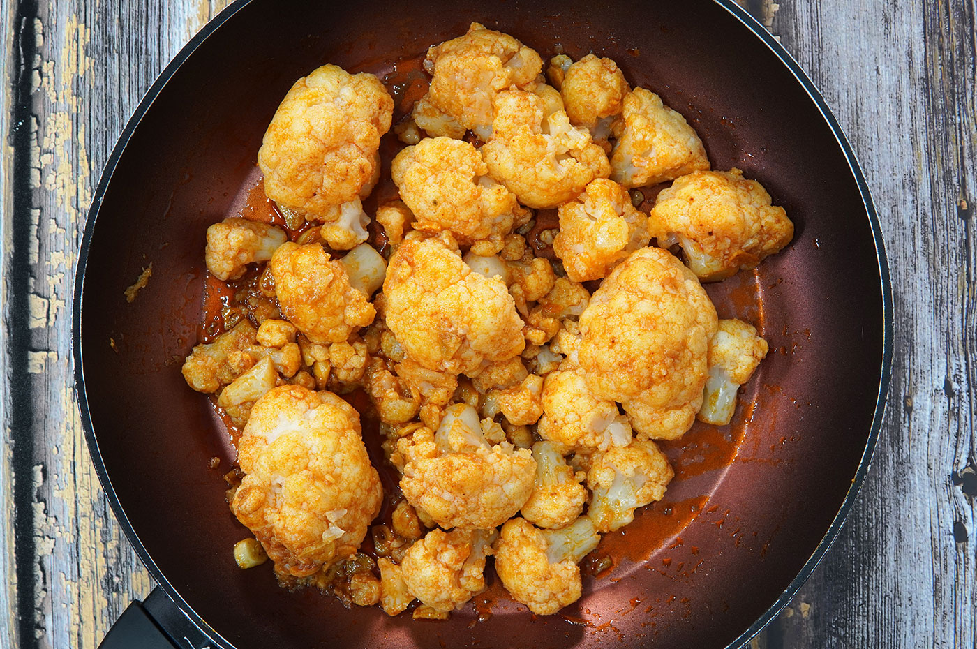 Coliflor rehogada en sartén